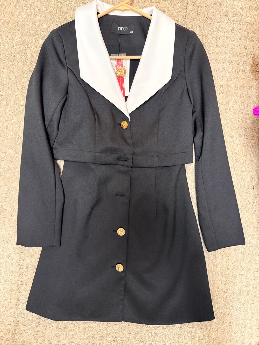 Cider Black Long-Sleeve Suit Dress